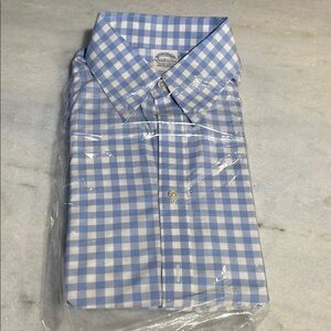 Brooks Brothers Blue and White Checkered Casual Button Down Shirt